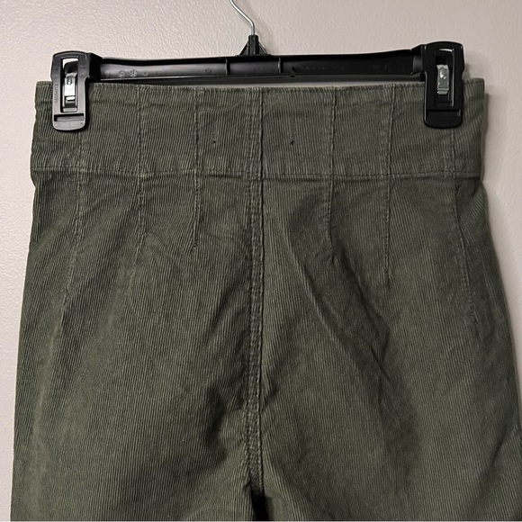 We The Free Boho Corduroy Pants High Rise Flare Button Size 26 Olive Green - Picture 6 of 12
